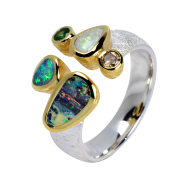 Silberring_teilvergoldet_Boulderopal_Edelopal_Tsavorit_Diamant_Kombi_Größe60_21081149