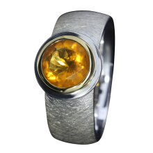 Ring mit spektakulärem Feueropal, 925er Silber, goldbelötet, Ring Größe 54