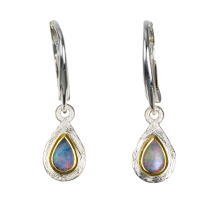 Elegante Ohrhänger mit tropfenförmigen Boulder Opalen, 925er Silber, teilvergoldet