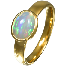 Ring mit fabelhaftem Edelopal in Weiß, 750er Gold, Ring Größe 54