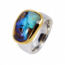 Silberring_Teilvergoldet_Boulderopal_Blau_Türkis_Größe56_22042717